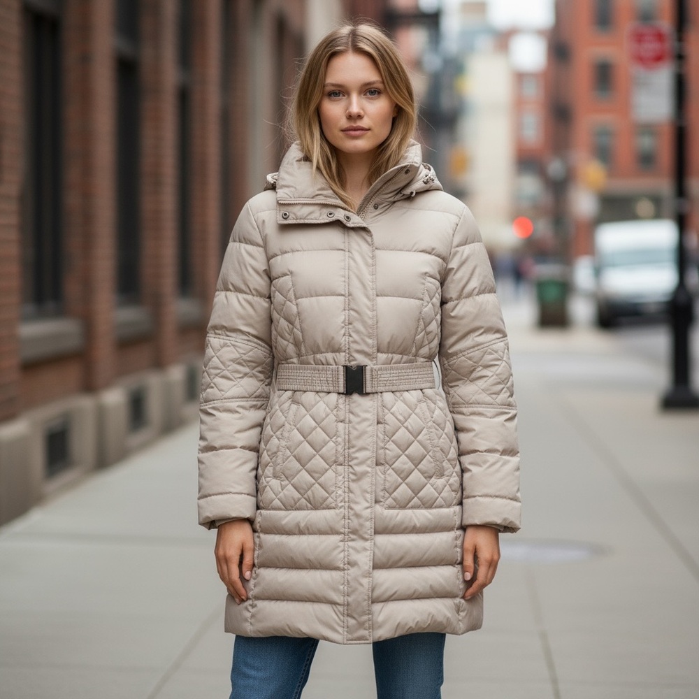 Kenneth Cole Women’s‎ Down Quilted Puffer Hooded Coat Parka Warm Winter Cozy